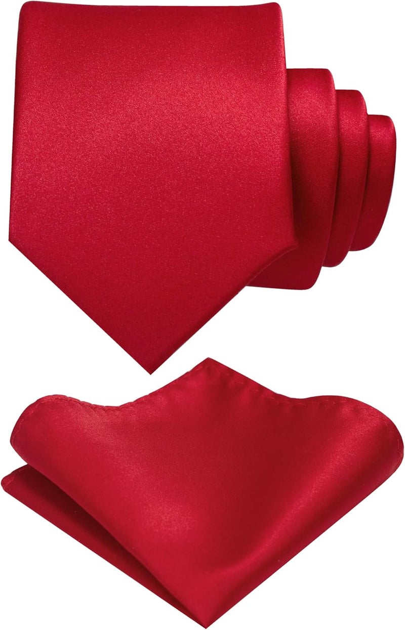 RBOCOTT Solid Color Tie and Pocket Square Hankerchief with Lapel Pin Set for Men - Image 1